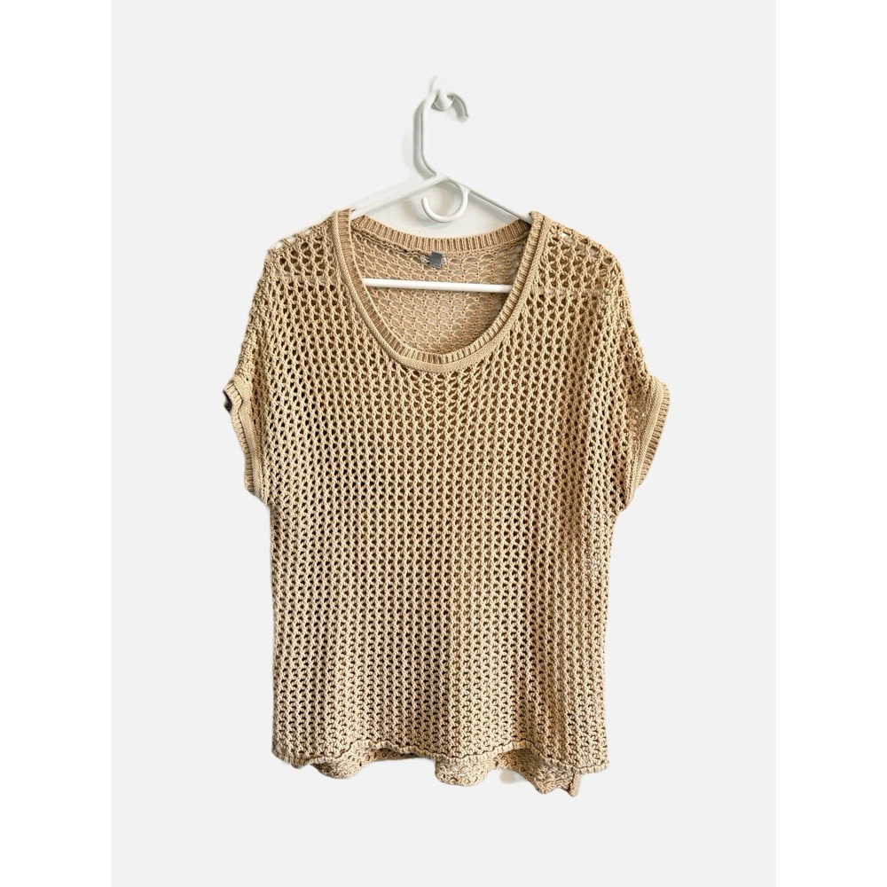 Urban Outfitters Ecote Tan Beige Open Weave Crochet Knit Top Size Small